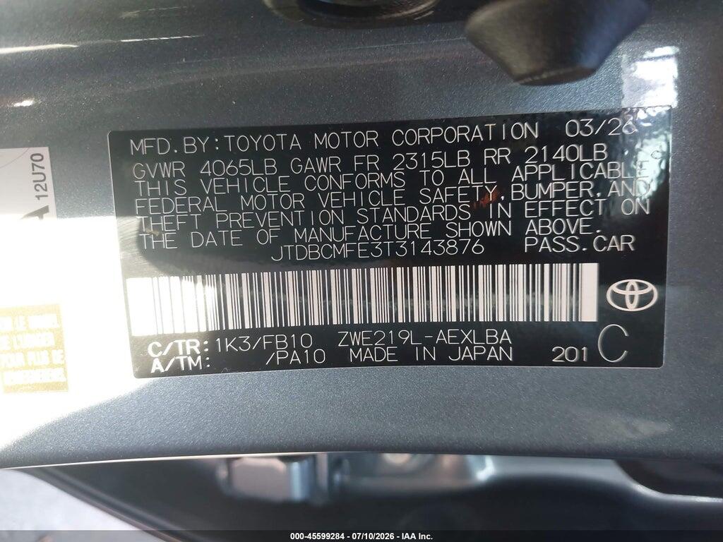 JTDBCMFE3T3143876 2026 TOYOTA COROLLA HYBRID photo no. 9