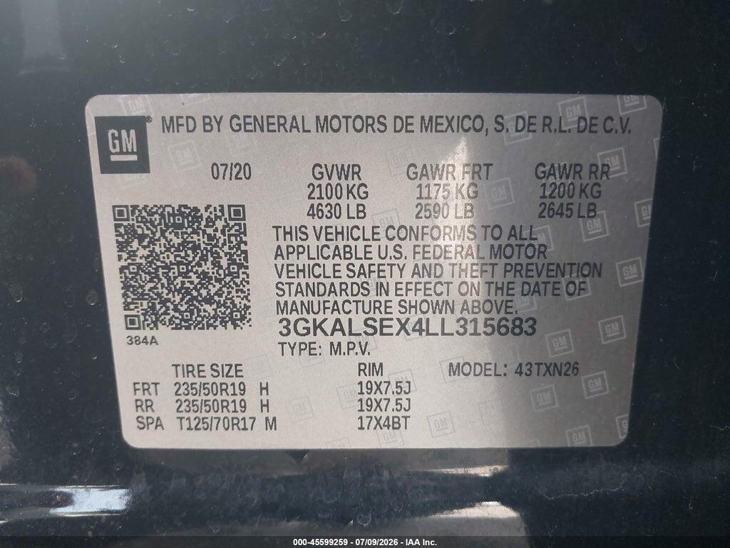 3GKALSEX4LL315683 2020 GMC TERRAIN photo no. 9