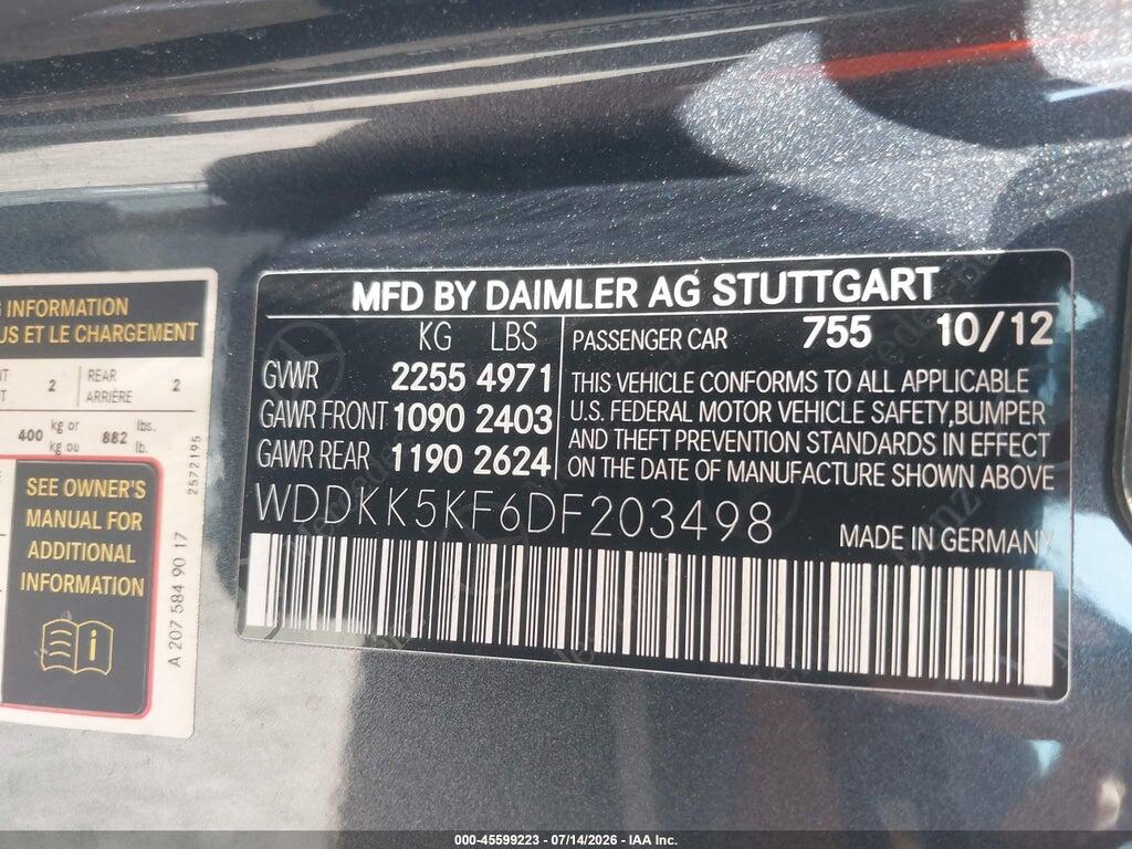 WDDKK5KF6DF203498 2013 MERCEDES-BENZ E 350 photo no. 9