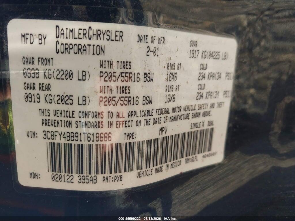 3C8FY4BB91T618686 2001 CHRYSLER PT CRUISER photo no. 9