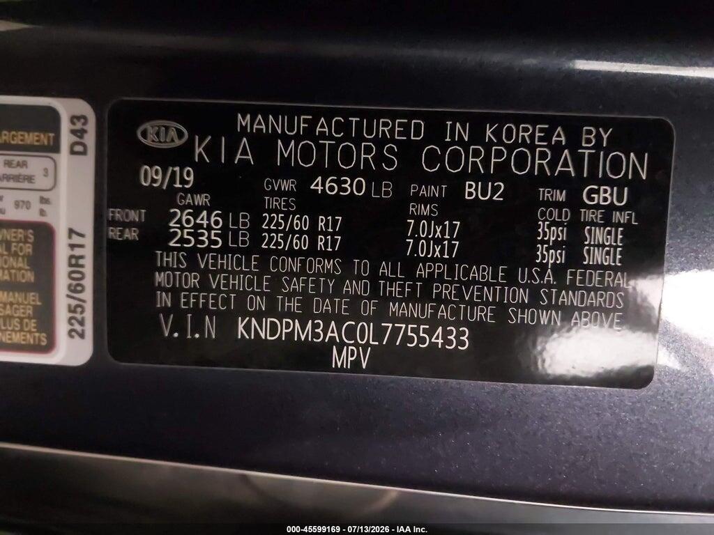 KNDPM3AC0L7755433 2020 KIA SPORTAGE photo no. 9