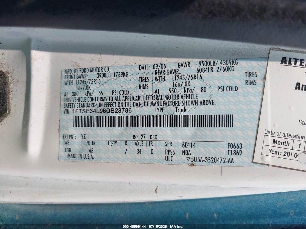 1FTSE34L96DB28786 2006 FORD E-350 SUPER DUTY photo no. 9