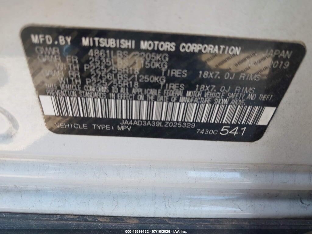 JA4AD3A39LZ025329 2020 MITSUBISHI OUTLANDER photo no. 9