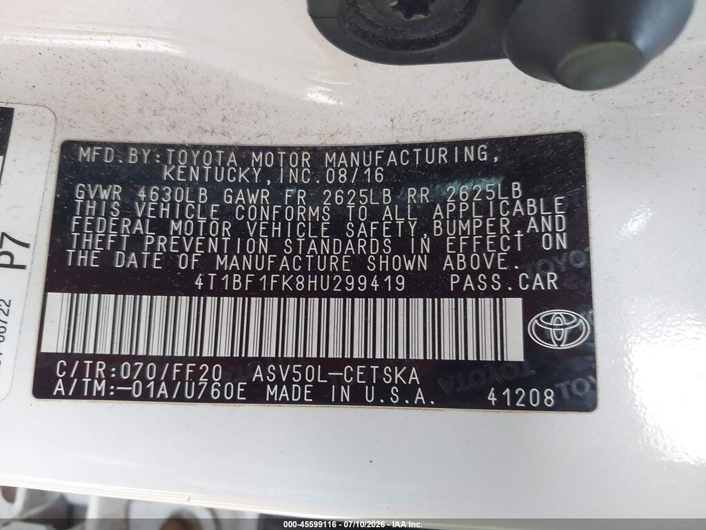 4T1BF1FK8HU299419 2017 TOYOTA CAMRY photo no. 9