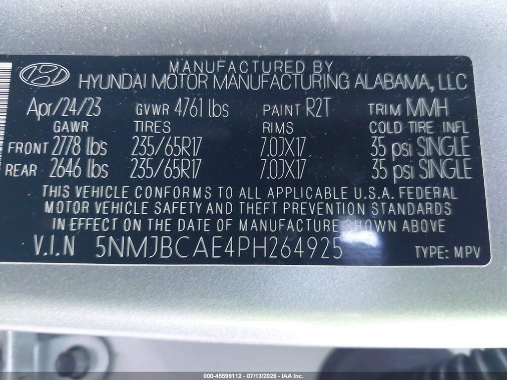 5NMJBCAE4PH264925 2023 HYUNDAI TUCSON photo no. 9