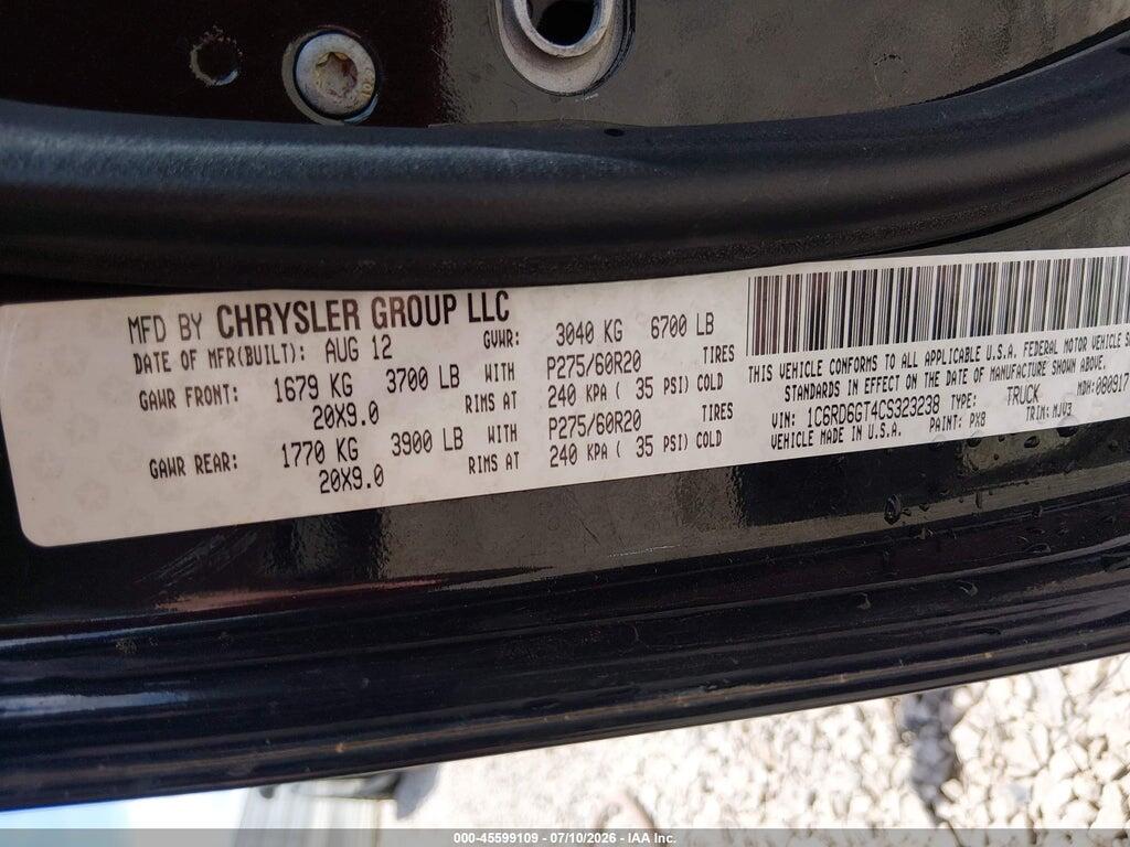 1C6RD6GT4CS323238 2012 RAM 1500 photo no. 9