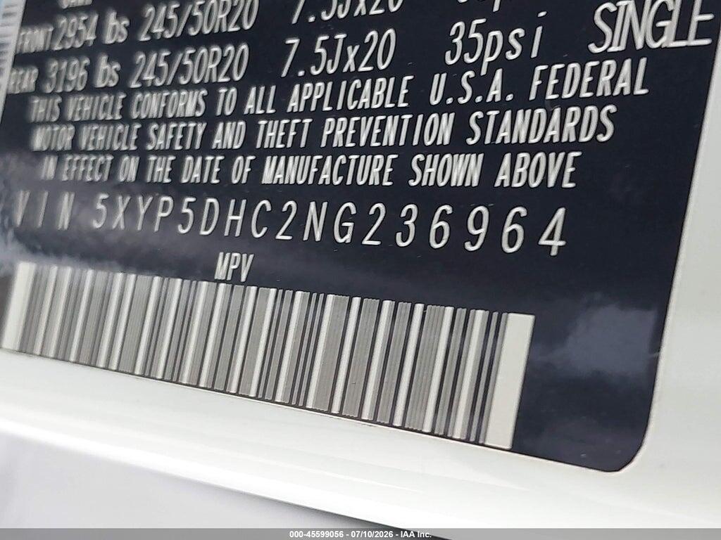 5XYP5DHC2NG236964 2022 KIA TELLURIDE photo no. 9