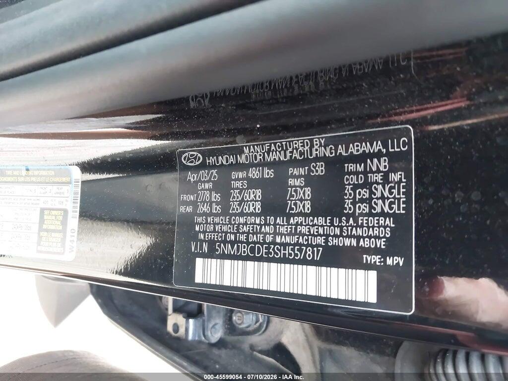 5NMJBCDE3SH557817 2025 HYUNDAI TUCSON photo no. 9