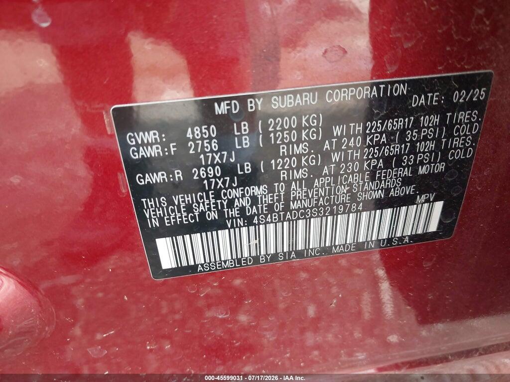 4S4BTADC3S3219784 2025 SUBARU OUTBACK photo no. 9