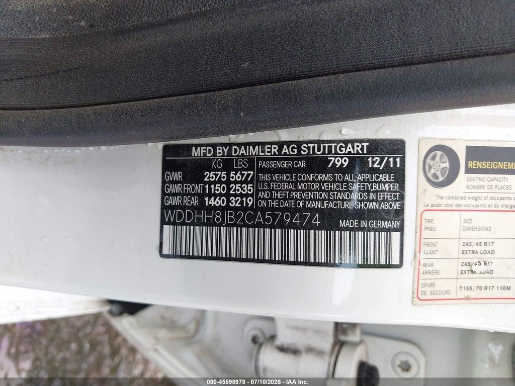 WDDHH8JB2CA579474 2012 MERCEDES-BENZ E 350 photo no. 9