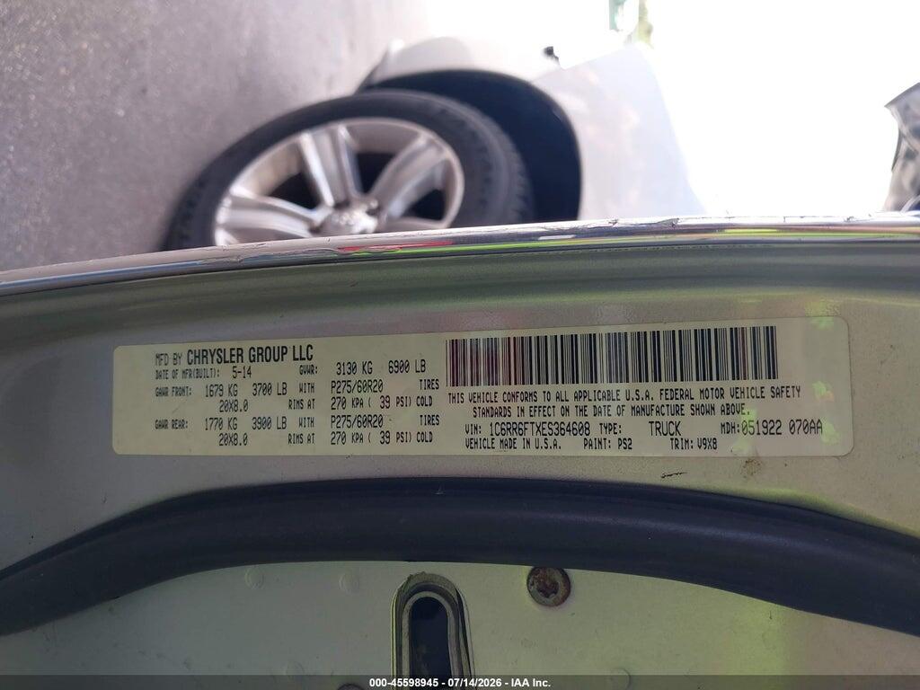 1C6RR6FTXES364608 2014 RAM 1500 photo no. 9