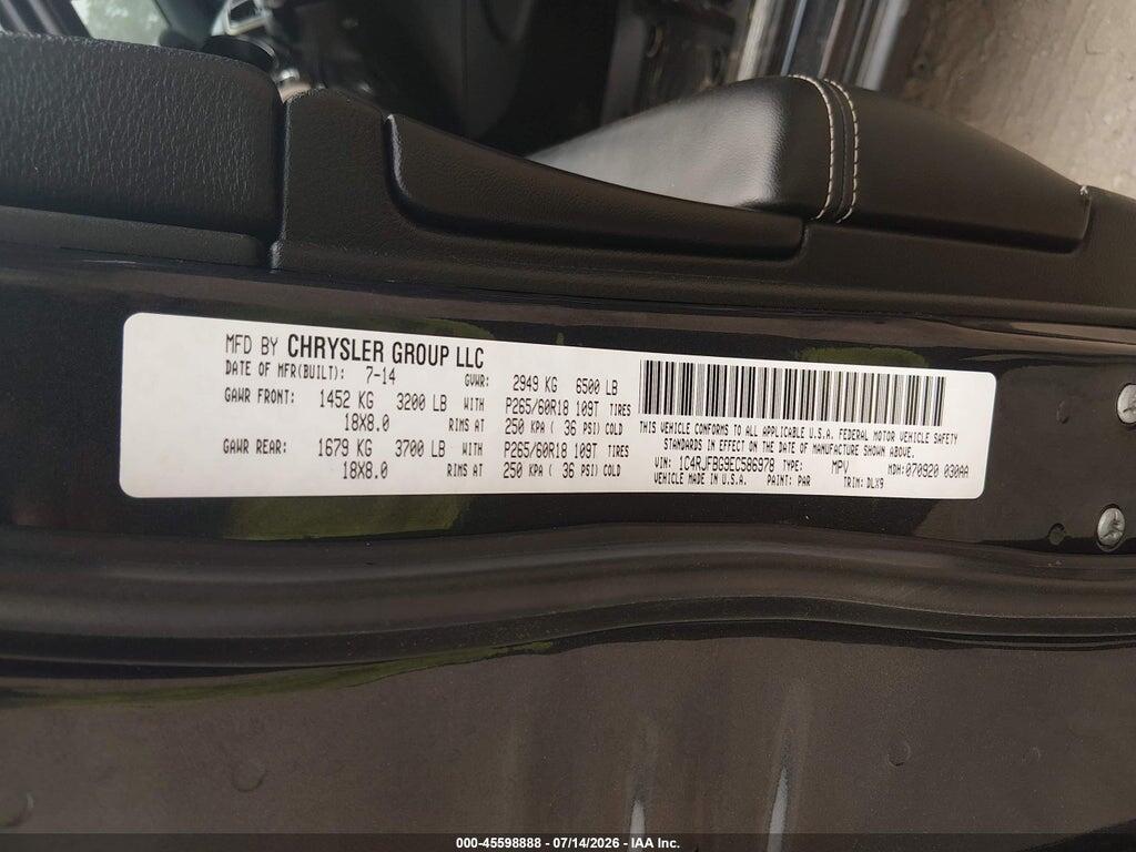 1C4RJFBG9EC586978 2014 JEEP GRAND CHEROKEE photo no. 9