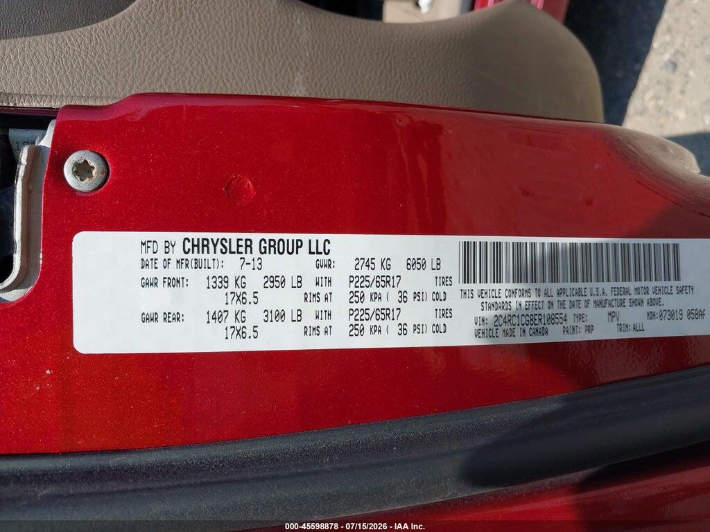 2C4RC1CG8ER108554 2014 CHRYSLER TOWN & COUNTRY photo no. 9