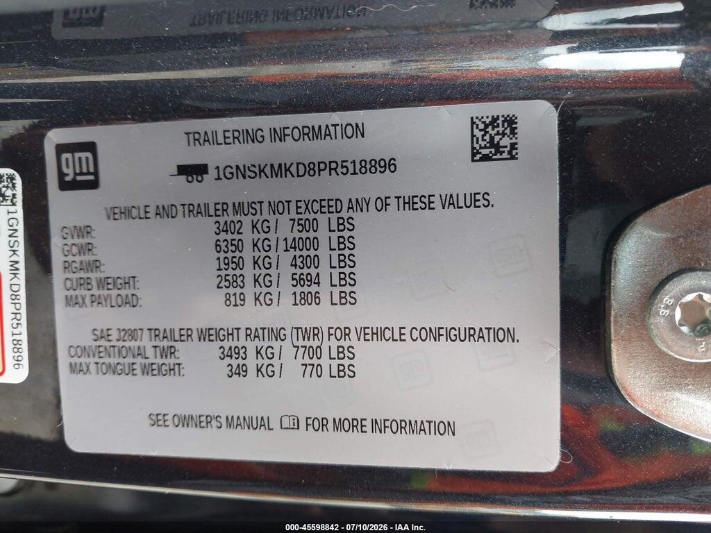 1GNSKMKD8PR518896 2023 CHEVROLET TAHOE photo no. 9