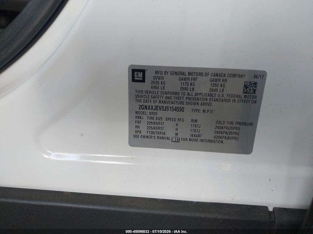 2GNAXJEV0J6154590 2018 CHEVROLET EQUINOX photo no. 9