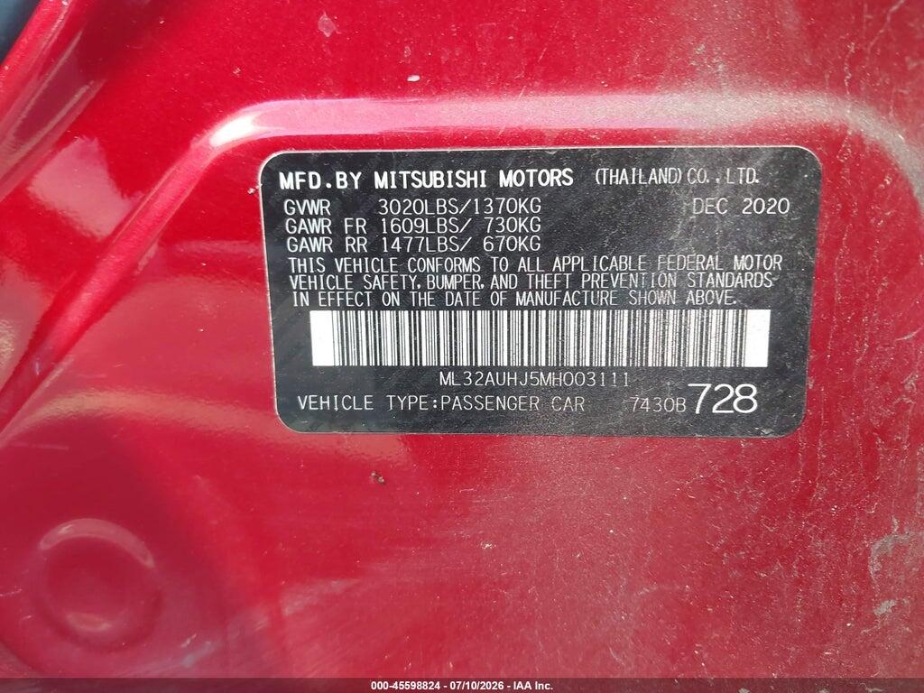 ML32AUHJ5MH003111 2021 MITSUBISHI MIRAGE photo no. 9