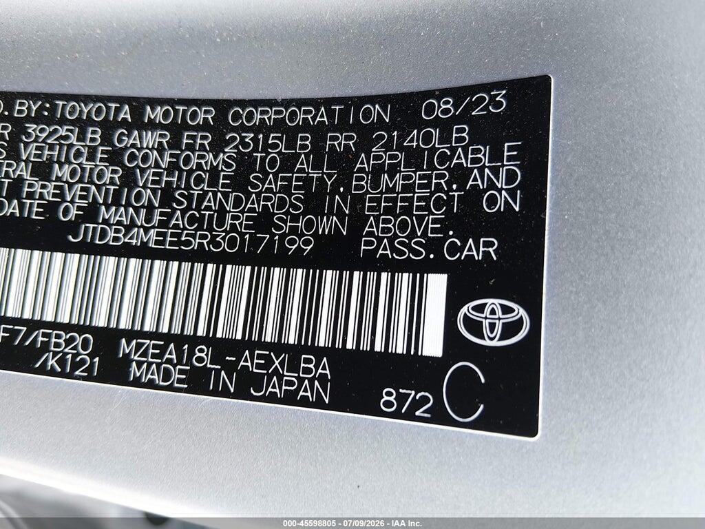 JTDB4MEE5R3017199 2024 TOYOTA COROLLA photo no. 9