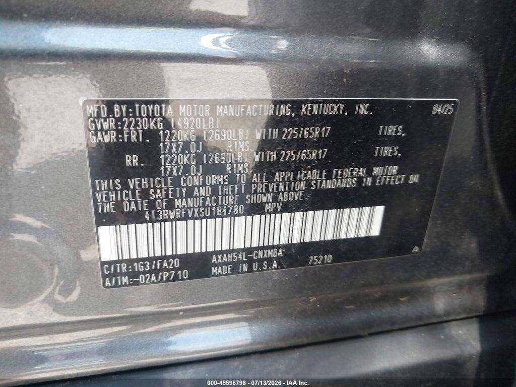 4T3RWRFVXSU184780 2025 TOYOTA RAV4 HYBRID photo no. 9