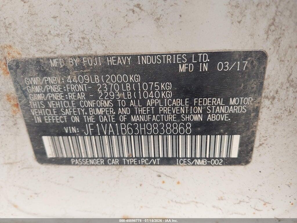 JF1VA1B63H9838868 2017 SUBARU WRX photo no. 9