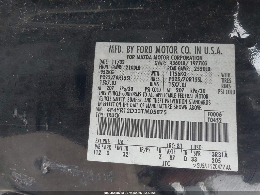 4F4YR12D33TM05875 2003 MAZDA B2300 photo no. 9