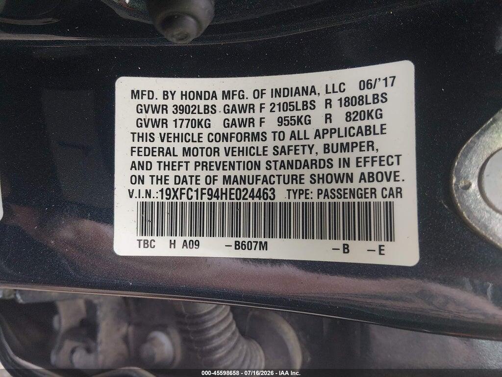 19XFC1F94HE024463 2017 HONDA CIVIC photo no. 9