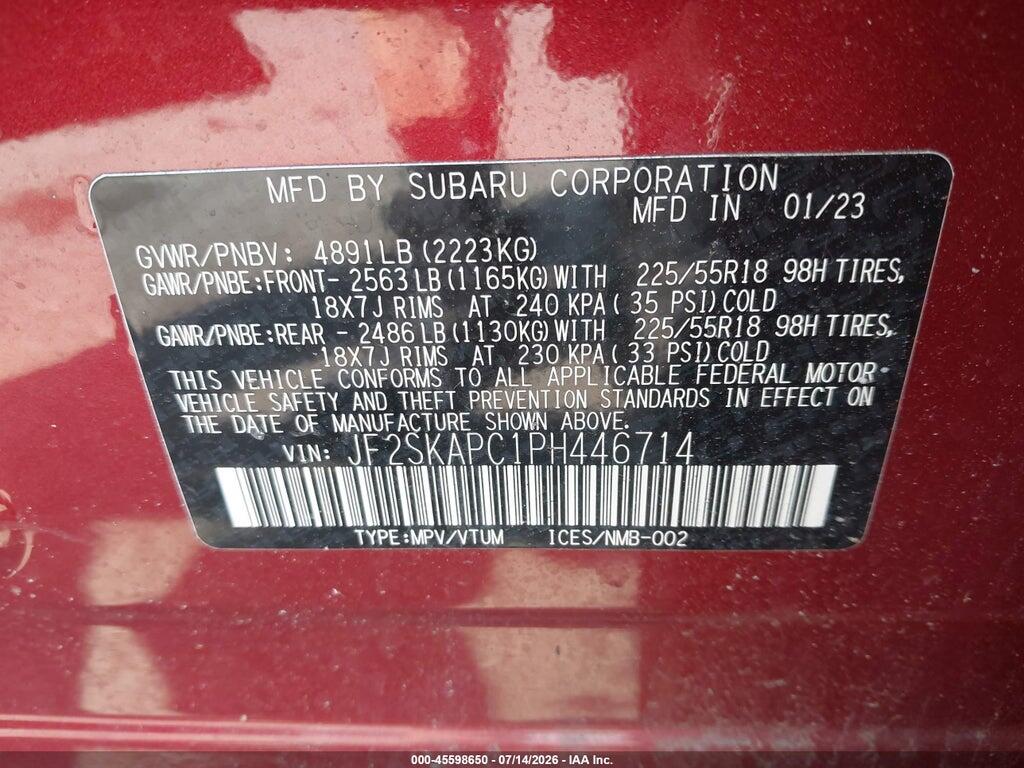 JF2SKAPC1PH446714 2023 SUBARU FORESTER photo no. 9