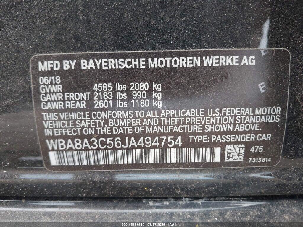 WBA8A3C56JA494754 2018 BMW 320I photo no. 9