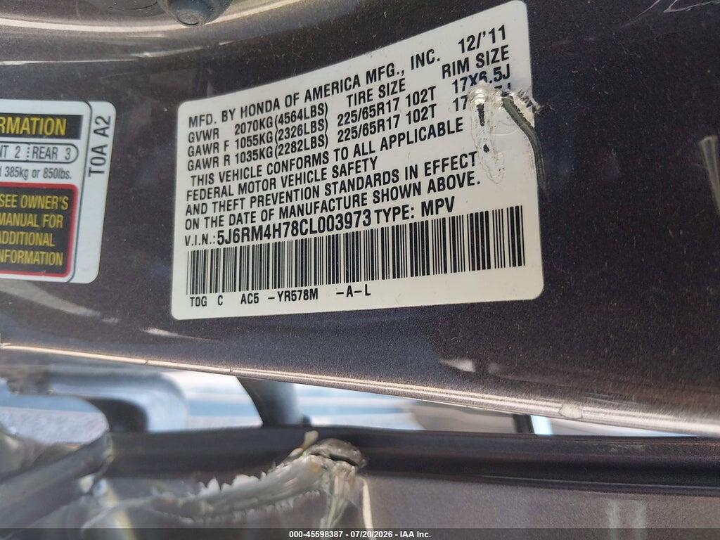 5J6RM4H78CL003973 2012 HONDA CR-V photo no. 9