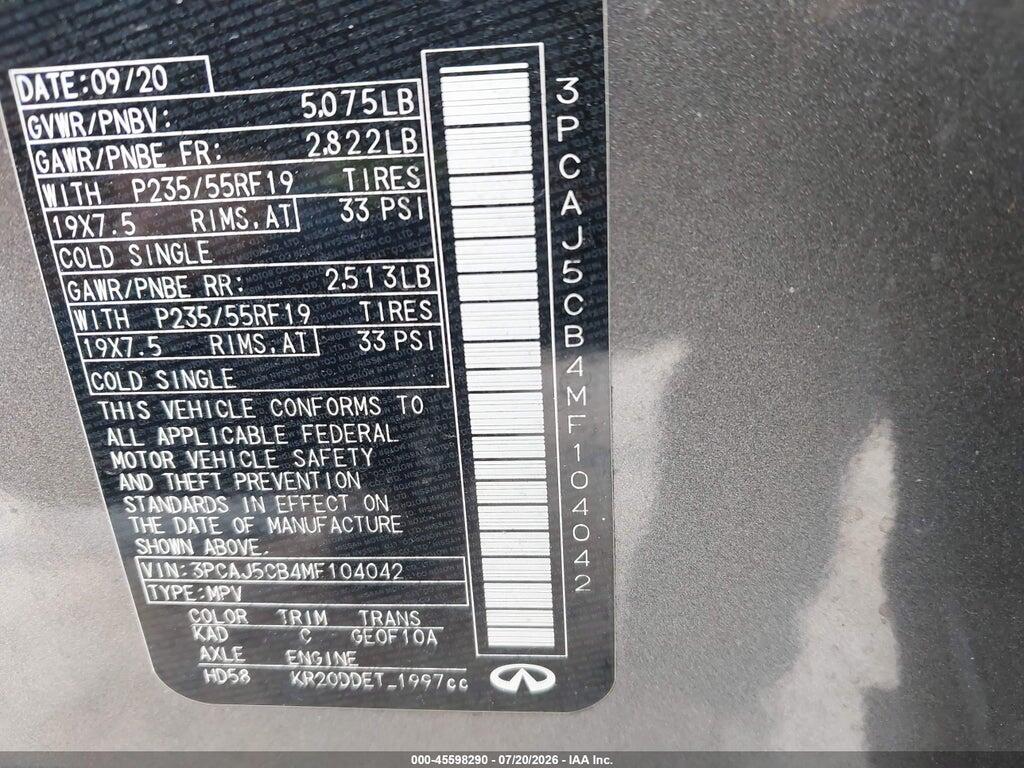 3PCAJ5CB4MF104042 2021 INFINITI QX50 photo no. 9