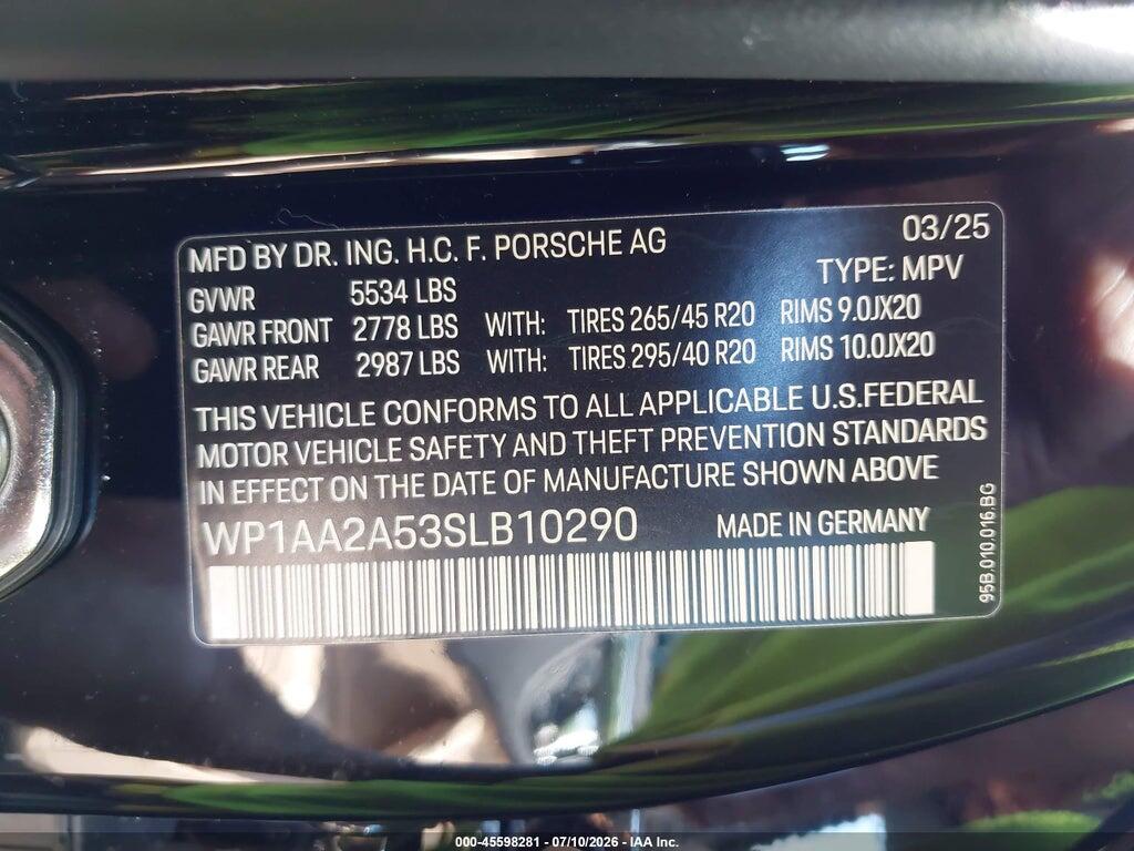 WP1AA2A53SLB10290 2025 PORSCHE MACAN photo no. 9