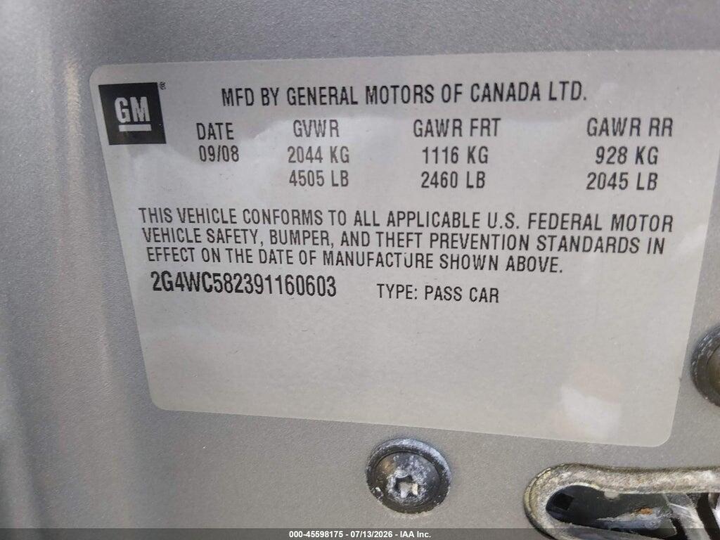 2G4WC582391160603 2009 BUICK LACROSSE photo no. 9