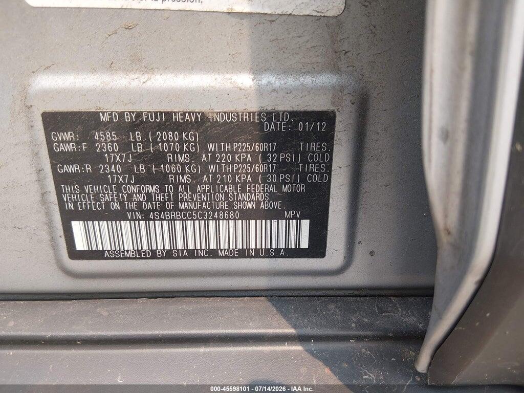 4S4BRBCC5C3248680 2012 SUBARU OUTBACK photo no. 9