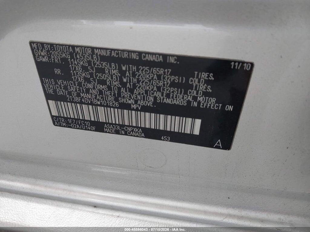 2T3BF4DV1BW101826 2011 TOYOTA RAV4 photo no. 9