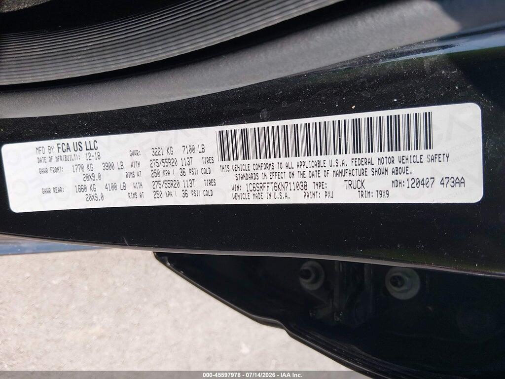 1C6SRFFT6KN711038 2019 RAM 1500 photo no. 9