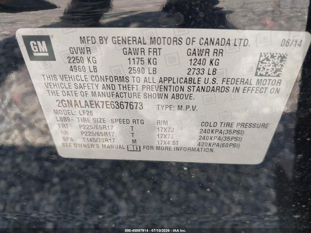 2GNALAEK7E6367673 2014 CHEVROLET EQUINOX photo no. 9