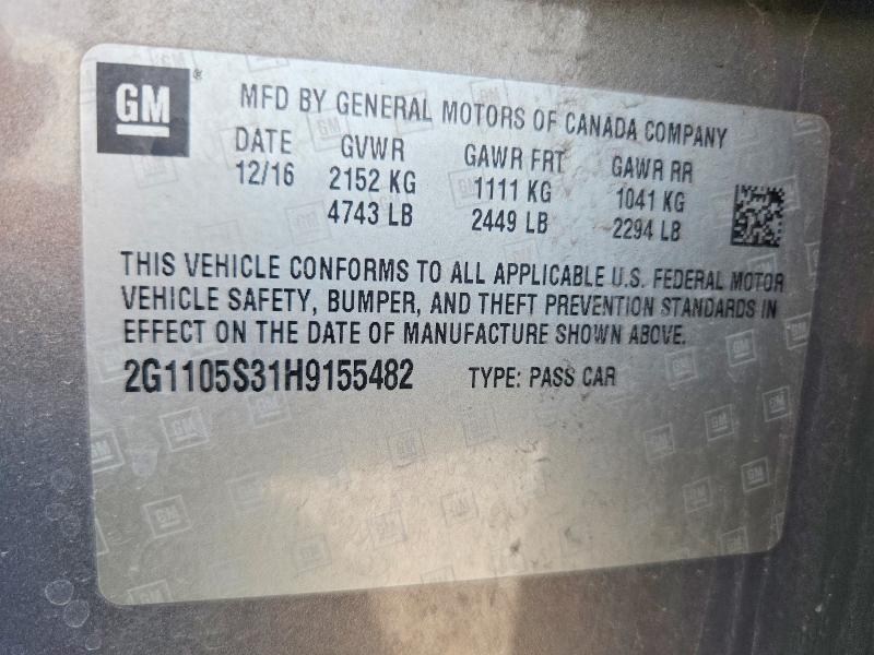 2G1105S31H9155482 2017 CHEVROLET IMPALA photo no. 12