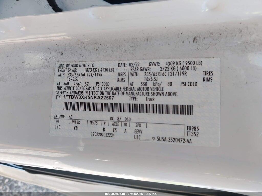 1FTBW3XK5NKA22507 2022 FORD E-TRANSIT-350 CARGO VAN photo no. 9