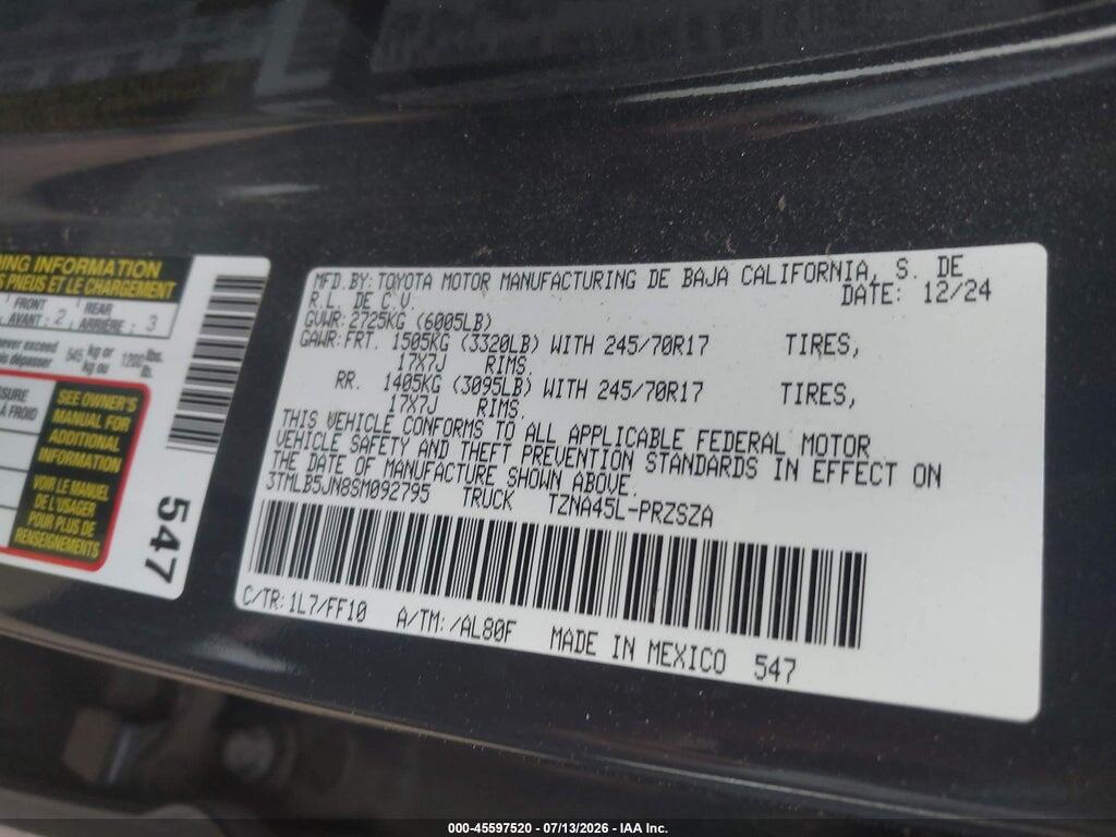 3TMLB5JN8SM092795 2025 TOYOTA TACOMA photo no. 9