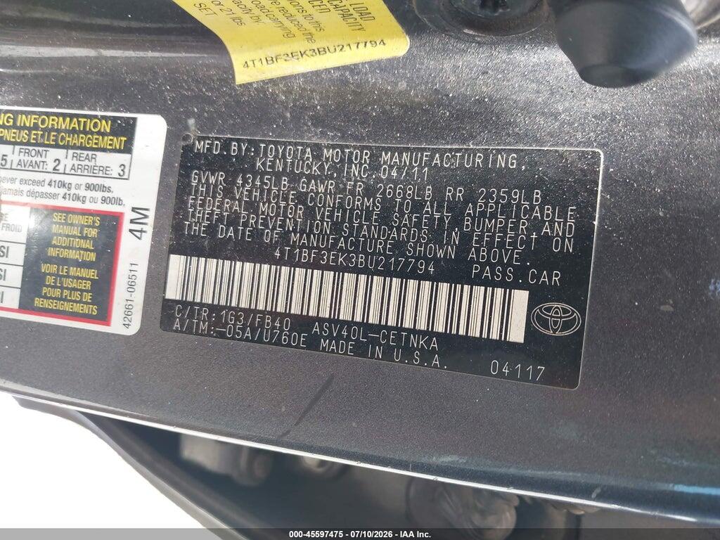 4T1BF3EK3BU217794 2011 TOYOTA CAMRY photo no. 9