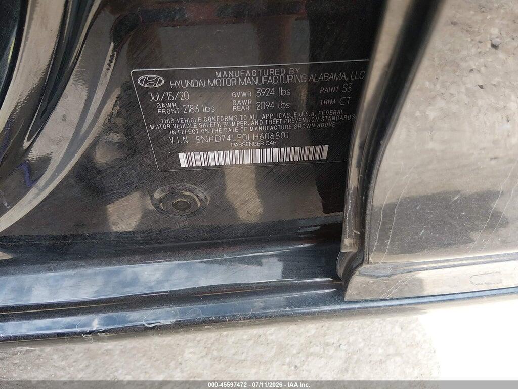 5NPD74LF0LH606801 2020 HYUNDAI ELANTRA photo no. 9