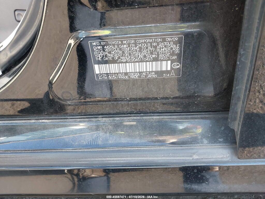 JTHBF5C20A5110423 2010 LEXUS IS 250 photo no. 9