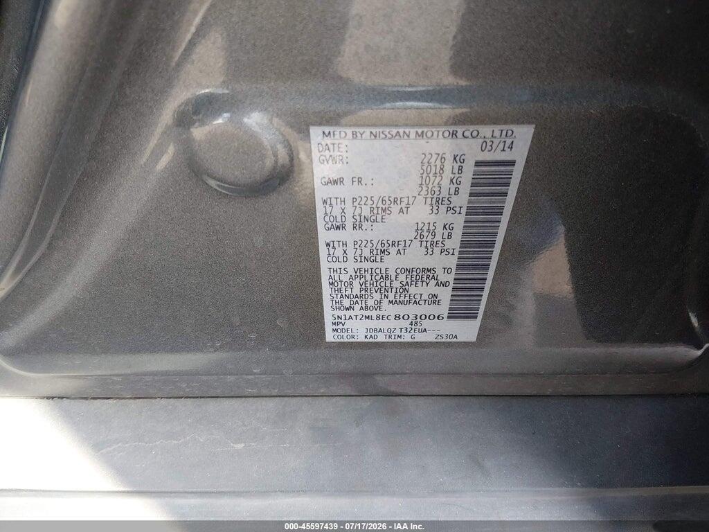5N1AT2ML8EC803006 2014 NISSAN ROGUE photo no. 9