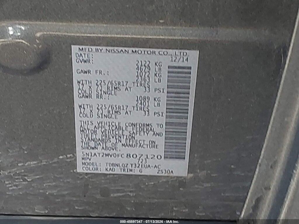 5N1AT2MV0FC807120 2015 NISSAN ROGUE photo no. 9