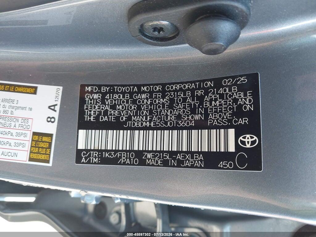 JTDBDMHE5SJ013604 2025 TOYOTA COROLLA photo no. 9