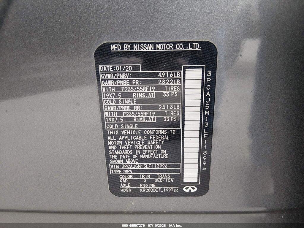 3PCAJ5M13LF113996 2020 INFINITI QX50 photo no. 9