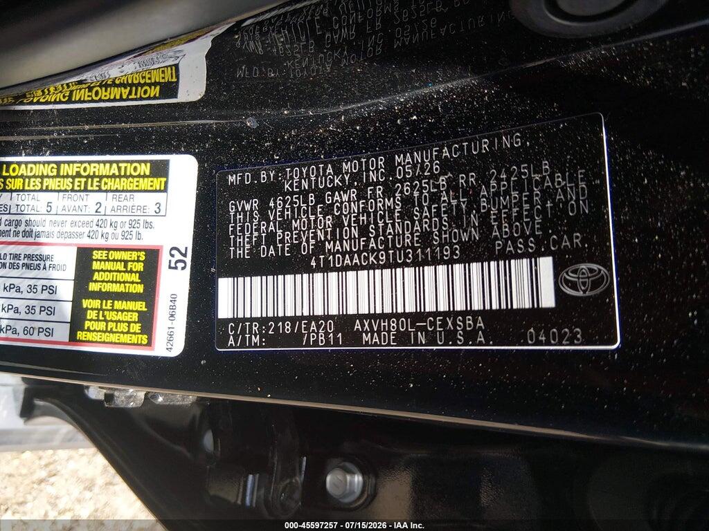 4T1DAACK9TU311193 2026 TOYOTA CAMRY photo no. 9