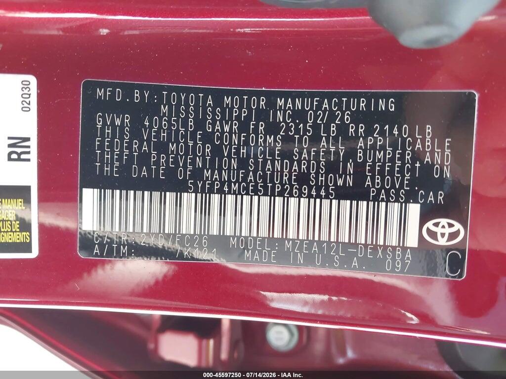 5YFP4MCE5TP269445 2026 TOYOTA COROLLA photo no. 9