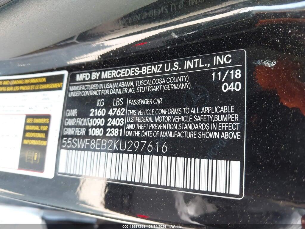 55SWF8EB2KU297616 2019 MERCEDES-BENZ C 300 photo no. 9
