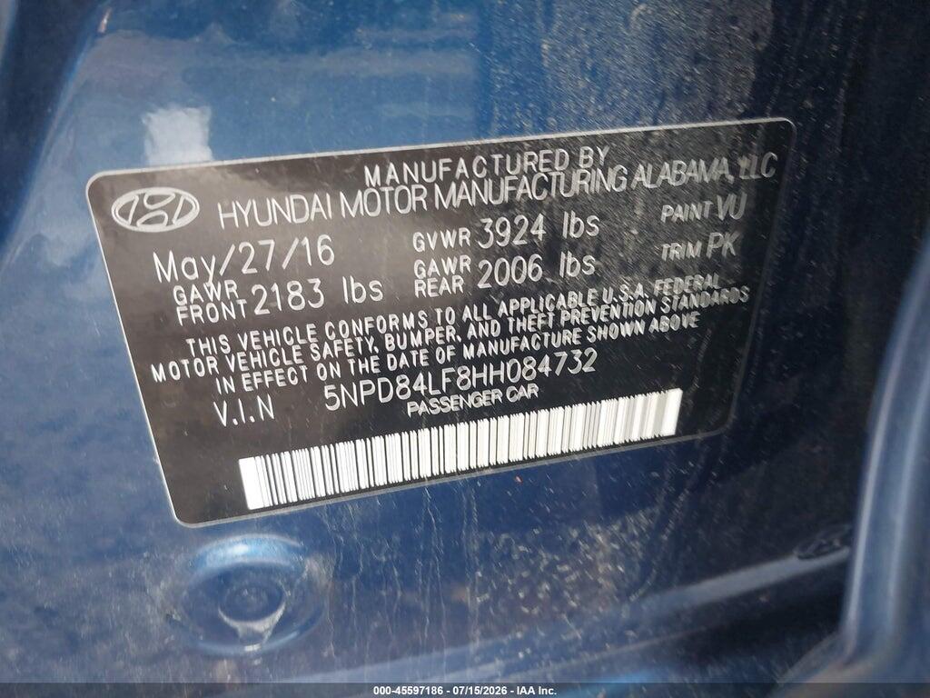 5NPD84LF8HH084732 2017 HYUNDAI ELANTRA photo no. 9