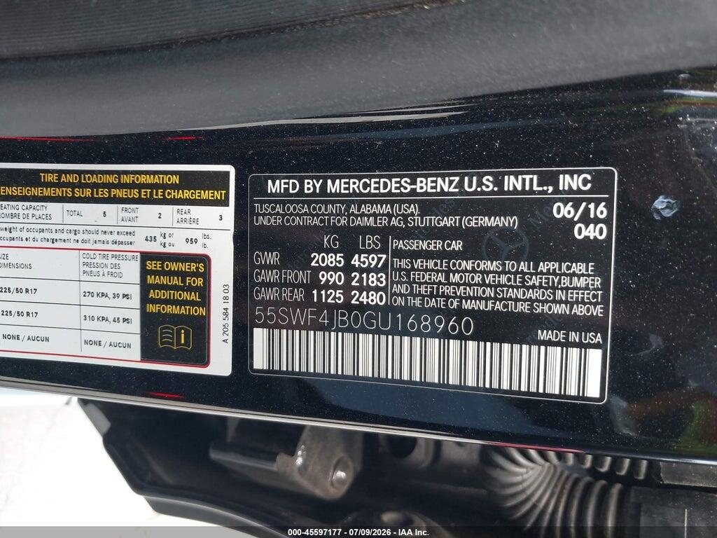 55SWF4JB0GU168960 2016 MERCEDES-BENZ C 300 photo no. 9